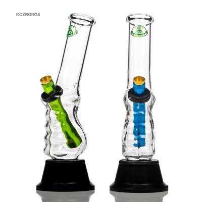 cheap gripper style glass bong with metal stem and cone