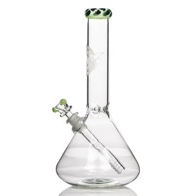 Coloured small size glass beaker bongs with spotted lip.