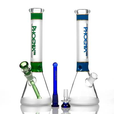 Cheap glass beaker bongs with stem and cone.