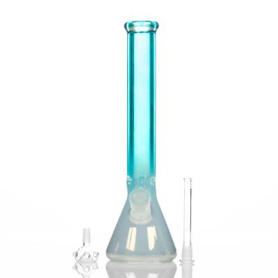 Heavy and solid chromatic glass beaker bongs.