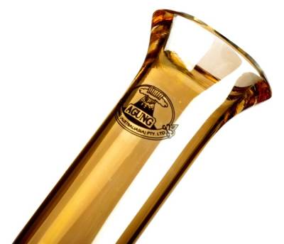 glass bong mouthpiece with agung bongs logo on it