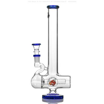 blue glass bong with inline percolation made by agung bongs