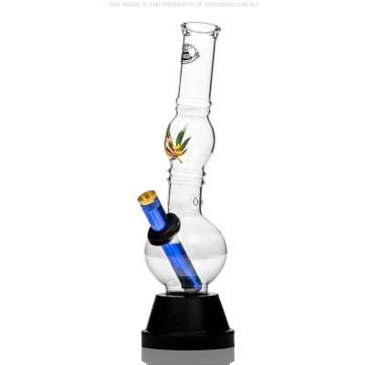 bubble swtyle glass bong with marijuana leaf decal