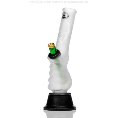 frosted glass gripper bong with metal stem and cone