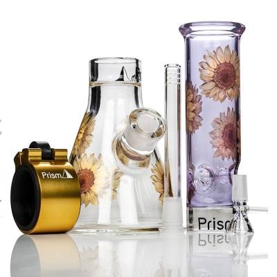 Prism Single Stack Short Beaker Purple Sunflower Gold Clamp